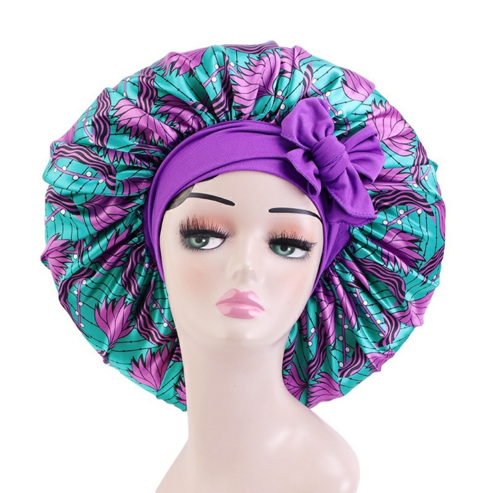 Elastic Band African print Satin Bonnet